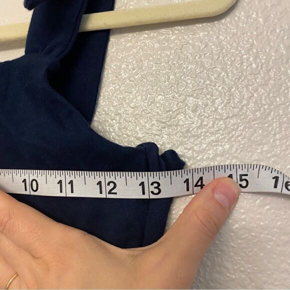 Gap kids girls navy blue tie shoulder floral skirted dress side zip L 10/11 - Picture 6 of 14